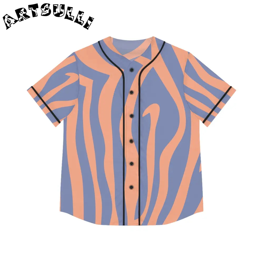 Wavy Stripe Womens AOP Baseball Jersey, Artsulli - Art is Long, Life is Short, All Over Prints, Size, XS, Color, Black, , , 73685981315628