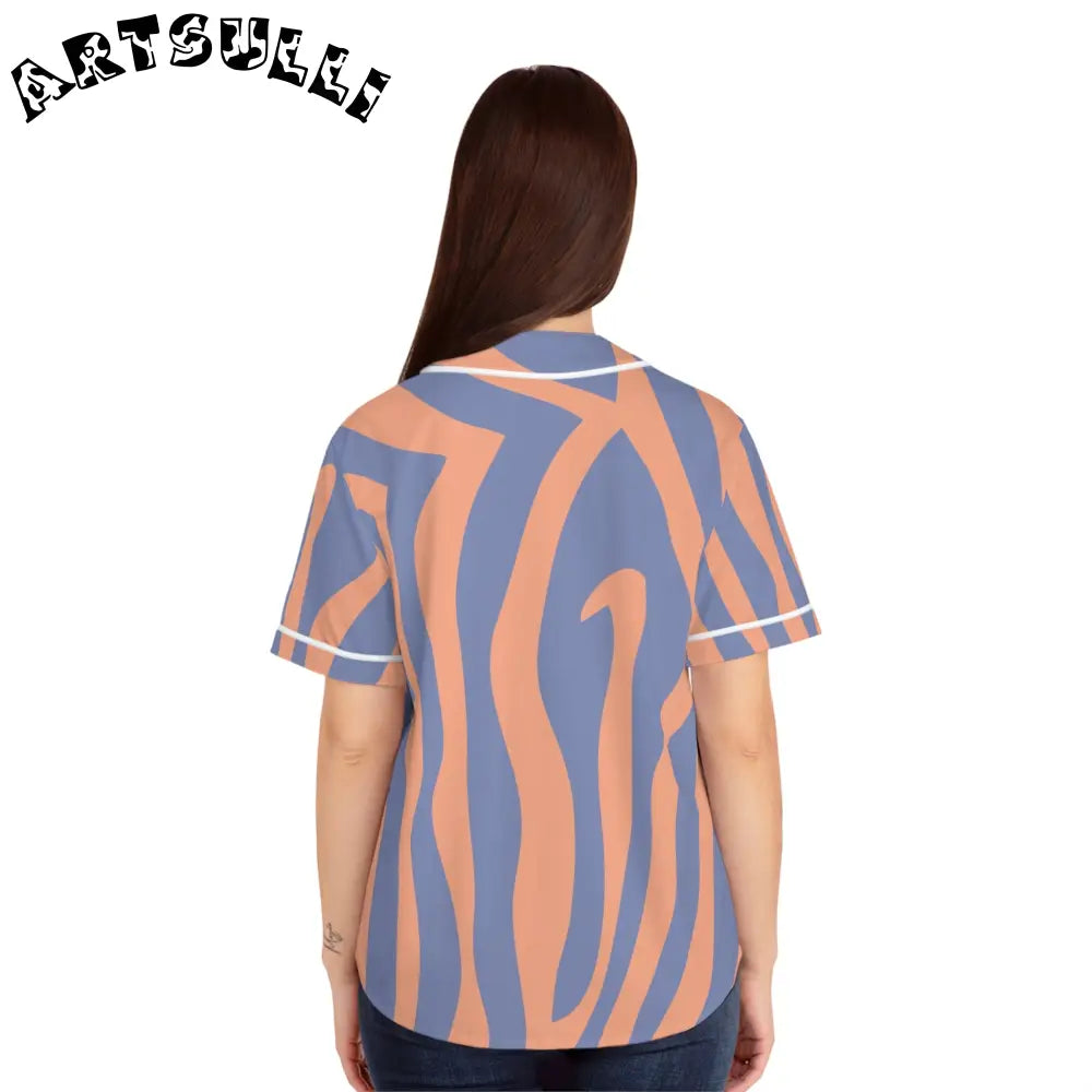 Wavy Stripe Womens AOP Baseball Jersey, Artsulli - Art is Long, Life is Short, All Over Prints, , , , , , , 