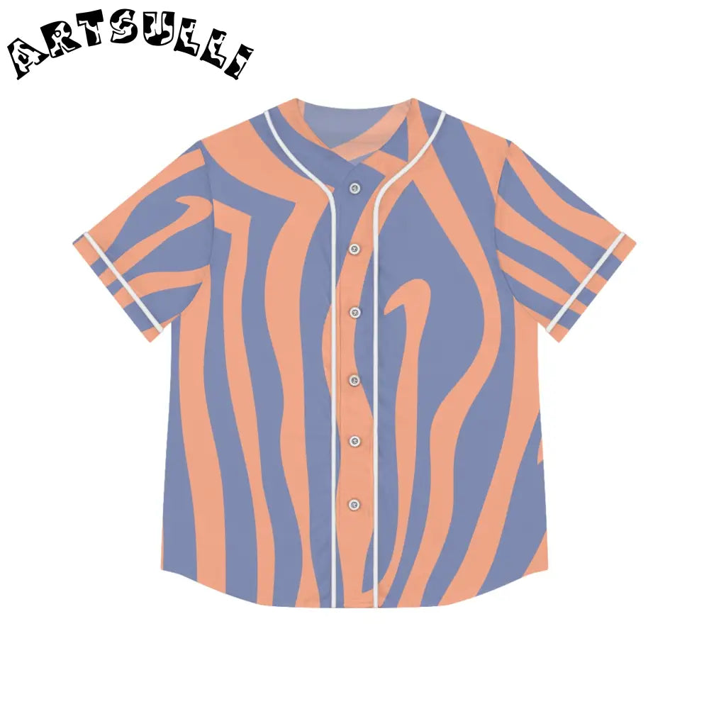 Wavy Stripe Womens AOP Baseball Jersey, Artsulli - Art is Long, Life is Short, All Over Prints, Size, XS, Color, White, , , 73674475826479