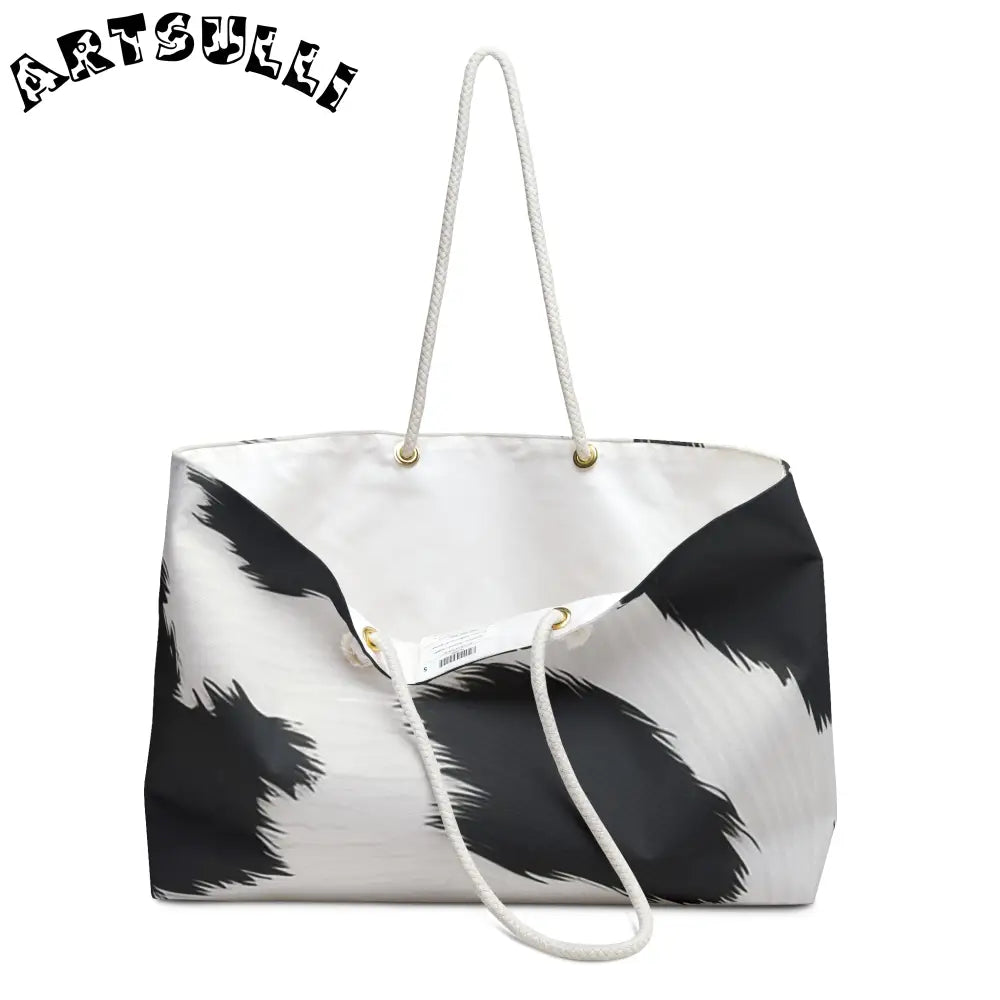 Black and White Cow Print Weekender Tote, Artsulli - Art is Long, Life is Short, Bags, , , , , , , 