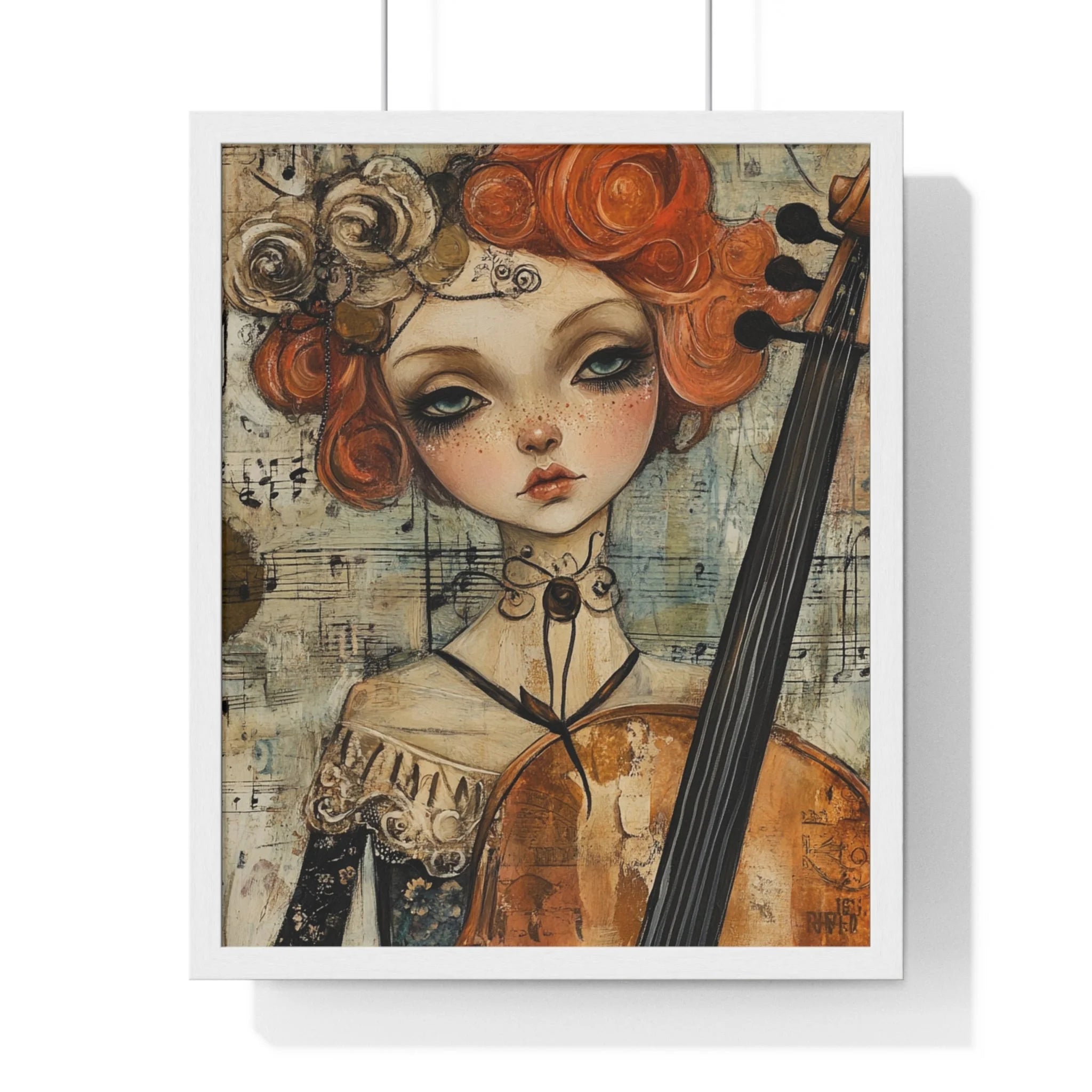 Buy The Best red-haired woman cello card By Artsulli x Color Printify - Whimsical Cellist Framed Art Print - 2025