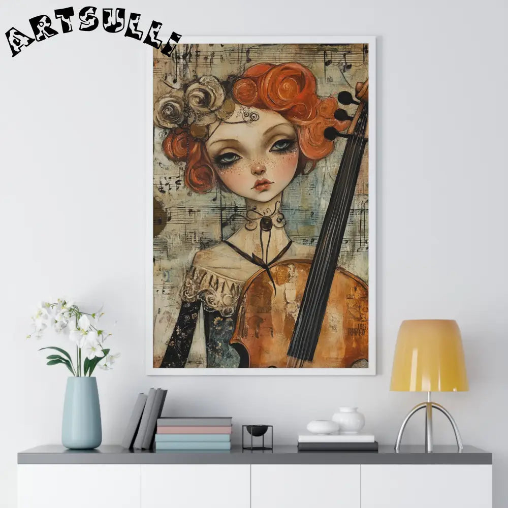 Whimsical Cellist Framed Art Print, Artsulli - Art is Long, Life is Short, Poster, , , , , , , 