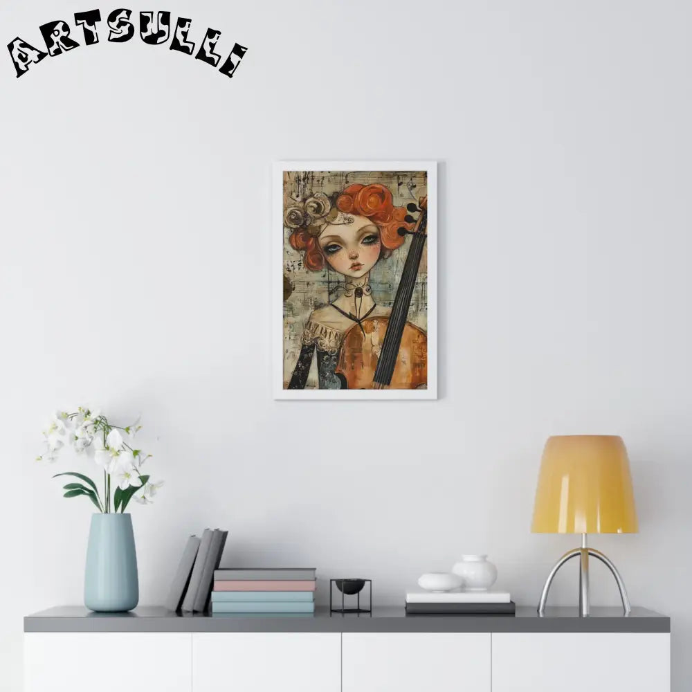Whimsical Cellist Framed Art Print, Artsulli - Art is Long, Life is Short, Poster, , , , , , , 