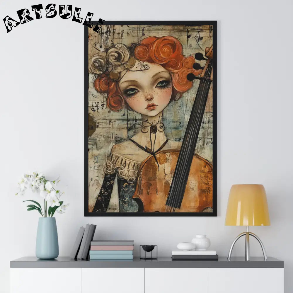 Whimsical Cellist Framed Art Print, Artsulli - Art is Long, Life is Short, Poster, , , , , , , 