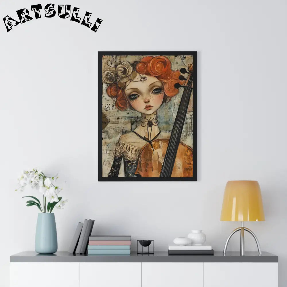 Whimsical Cellist Framed Art Print, Artsulli - Art is Long, Life is Short, Poster, , , , , , , 