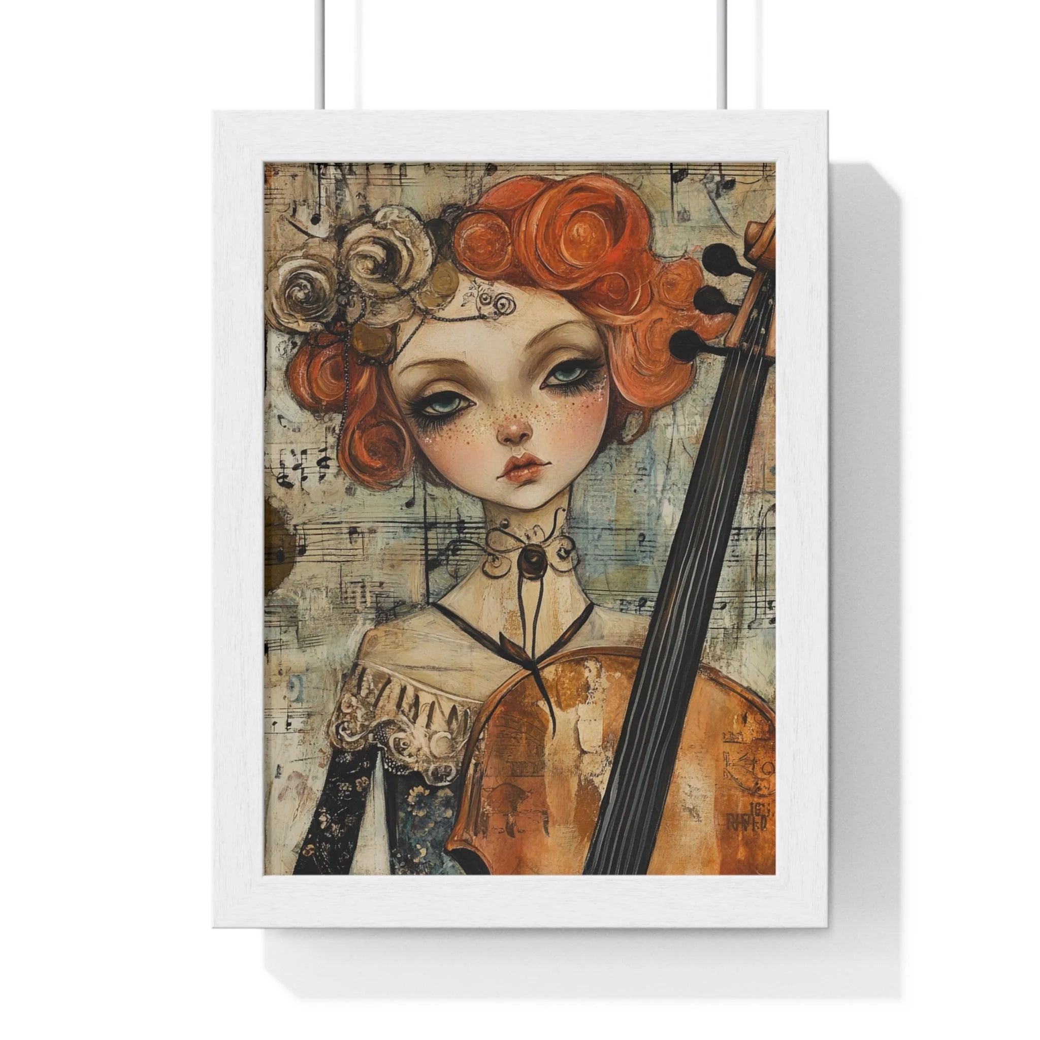 Buy The Best cello art print intricate floral By Artsulli x Color Printify - Whimsical Cellist Framed Art Print - 2025