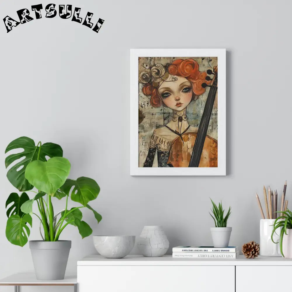 Whimsical Cellist Framed Art Print, Artsulli - Art is Long, Life is Short, Poster, , , , , , , 