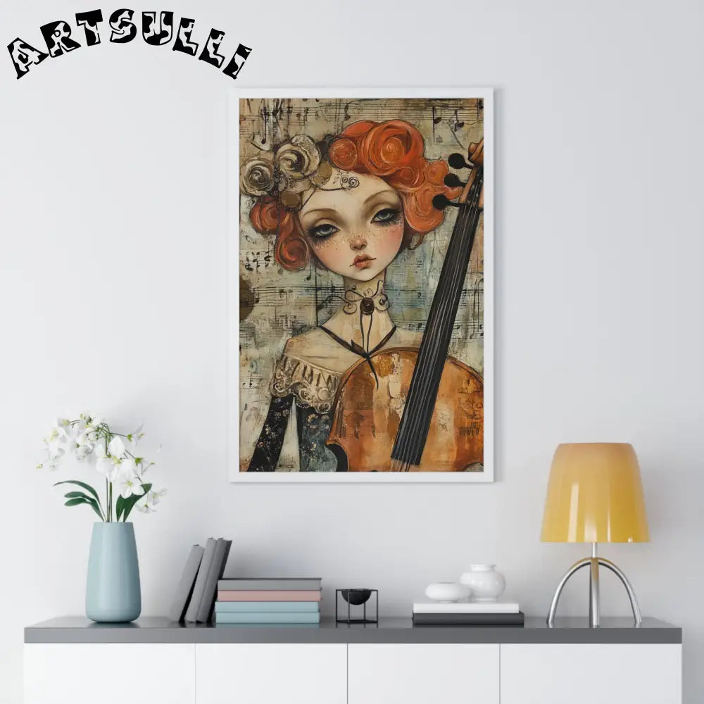 Whimsical Cellist Framed Art Print, Artsulli - Art is Long, Life is Short, Poster, , , , , , , 