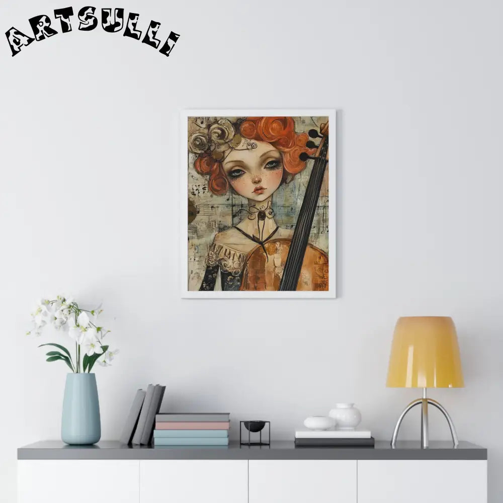 Whimsical Cellist Framed Art Print, Artsulli - Art is Long, Life is Short, Poster, , , , , , , 