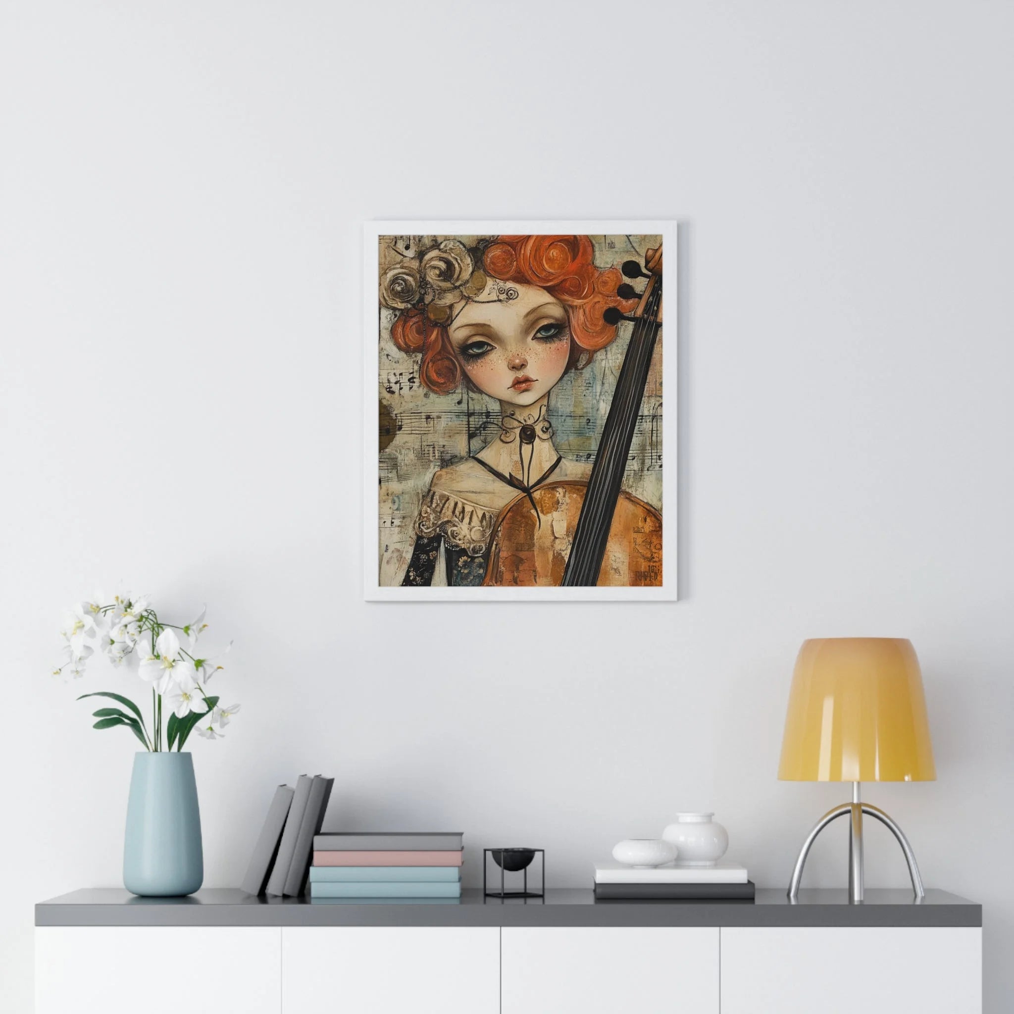 Buy The Best 24x36 inch framed canvas print By Artsulli x Color Printify - Whimsical Cellist Framed Art Print - 2025