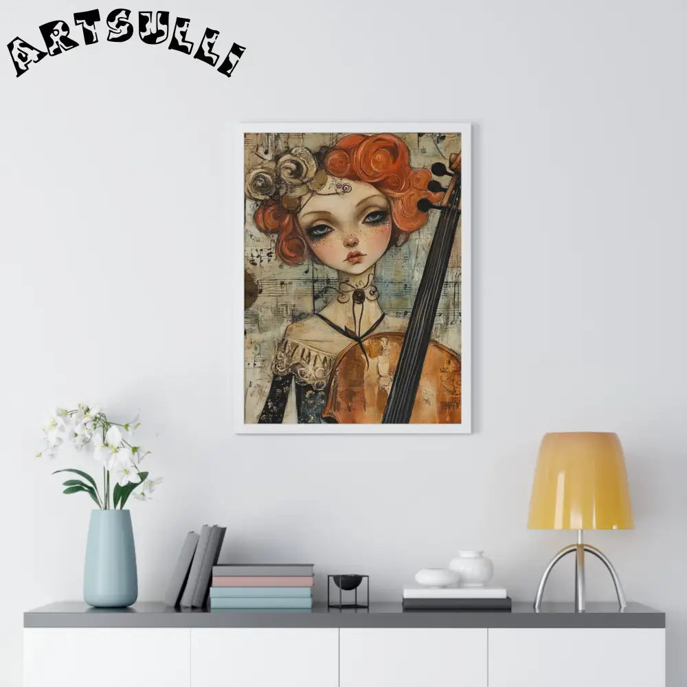 Whimsical Cellist Framed Art Print, Artsulli - Art is Long, Life is Short, Poster, , , , , , , 