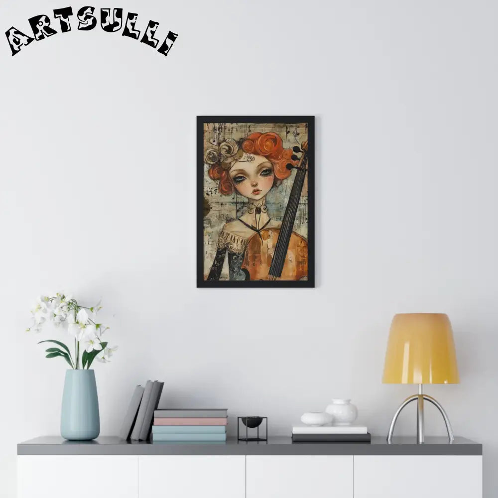 Whimsical Cellist Framed Art Print, Artsulli - Art is Long, Life is Short, Poster, , , , , , , 