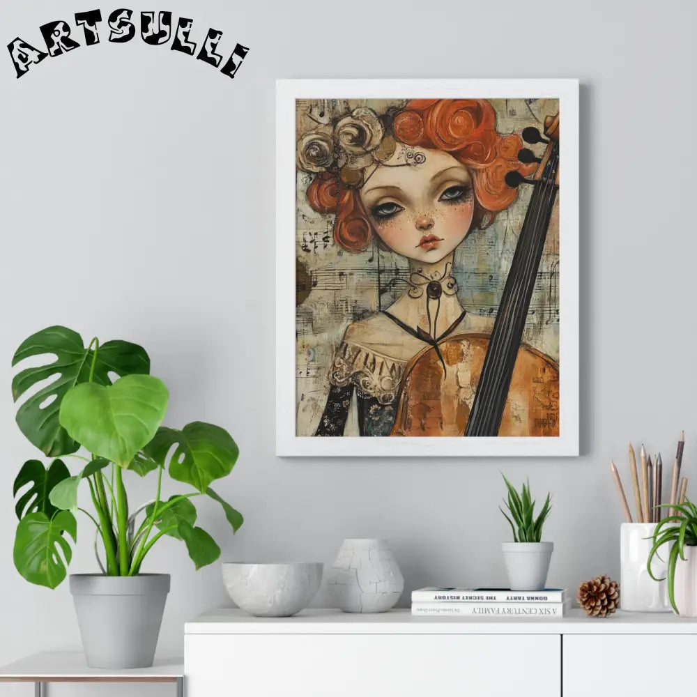 Whimsical Cellist Framed Art Print, Artsulli - Art is Long, Life is Short, Poster, , , , , , , 