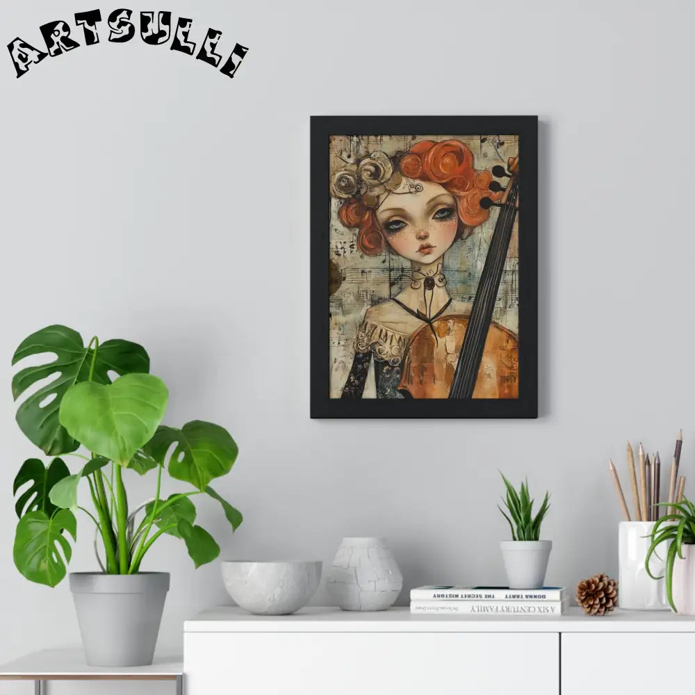 Whimsical Cellist Framed Art Print, Artsulli - Art is Long, Life is Short, Poster, , , , , , , 