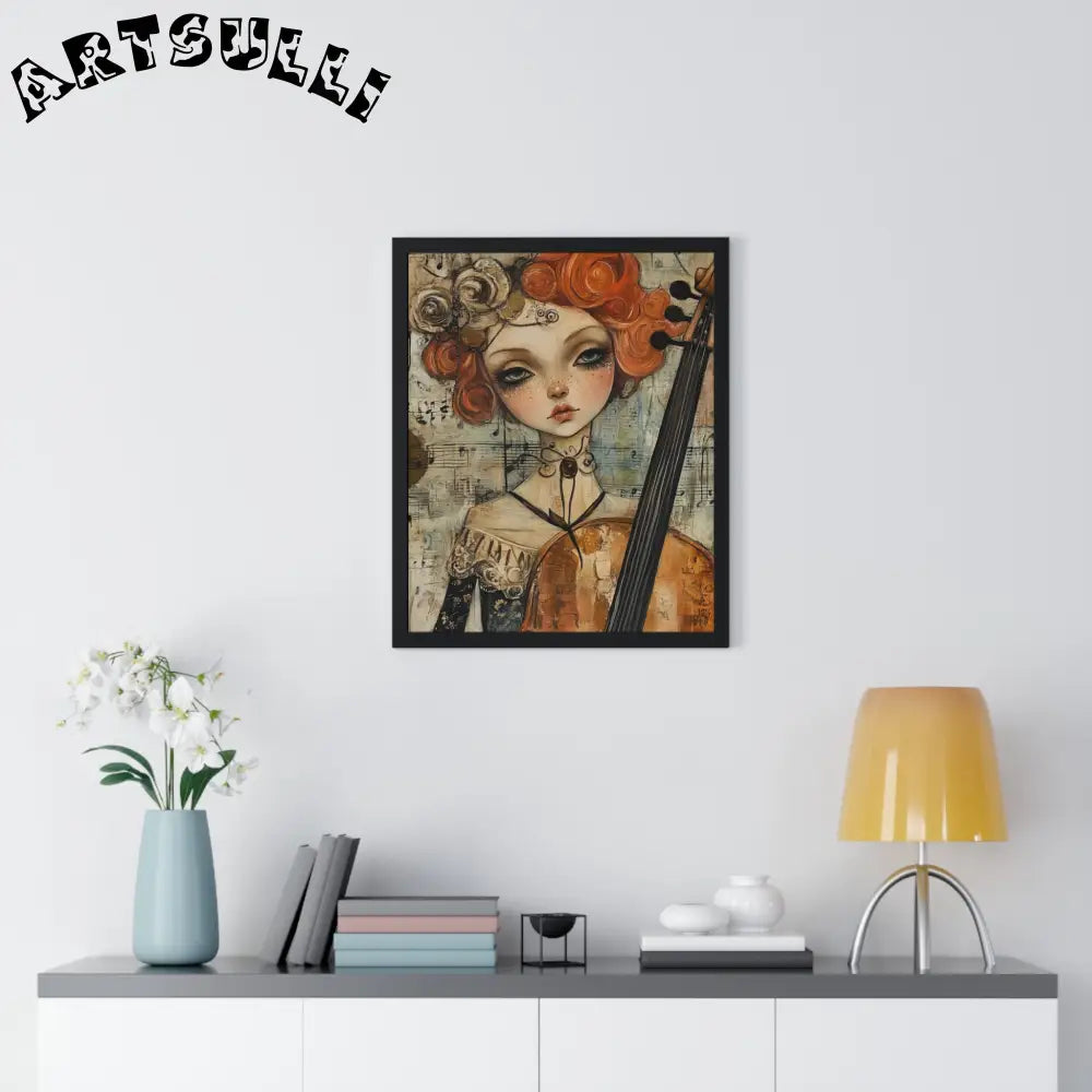 Whimsical Cellist Framed Art Print, Artsulli - Art is Long, Life is Short, Poster, , , , , , , 