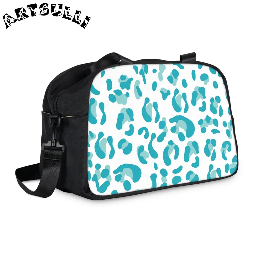 White and Blue Leopard Fitness Handbag, Artsulli - Art is Long, Life is Short, Bags, , , , , , , 