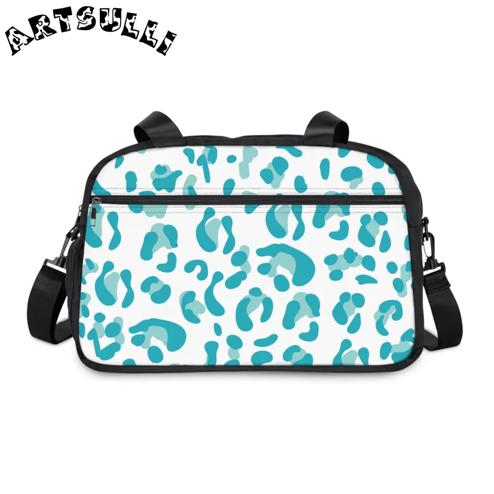 White and Blue Leopard Fitness Handbag, Artsulli - Art is Long, Life is Short, Bags, , , , , , , 