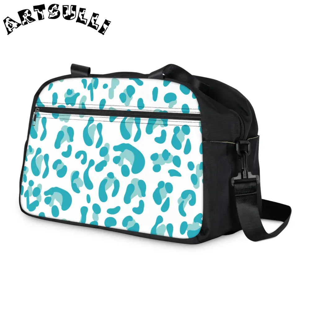 White and Blue Leopard Fitness Handbag, Artsulli - Art is Long, Life is Short, Bags, , , , , , , 