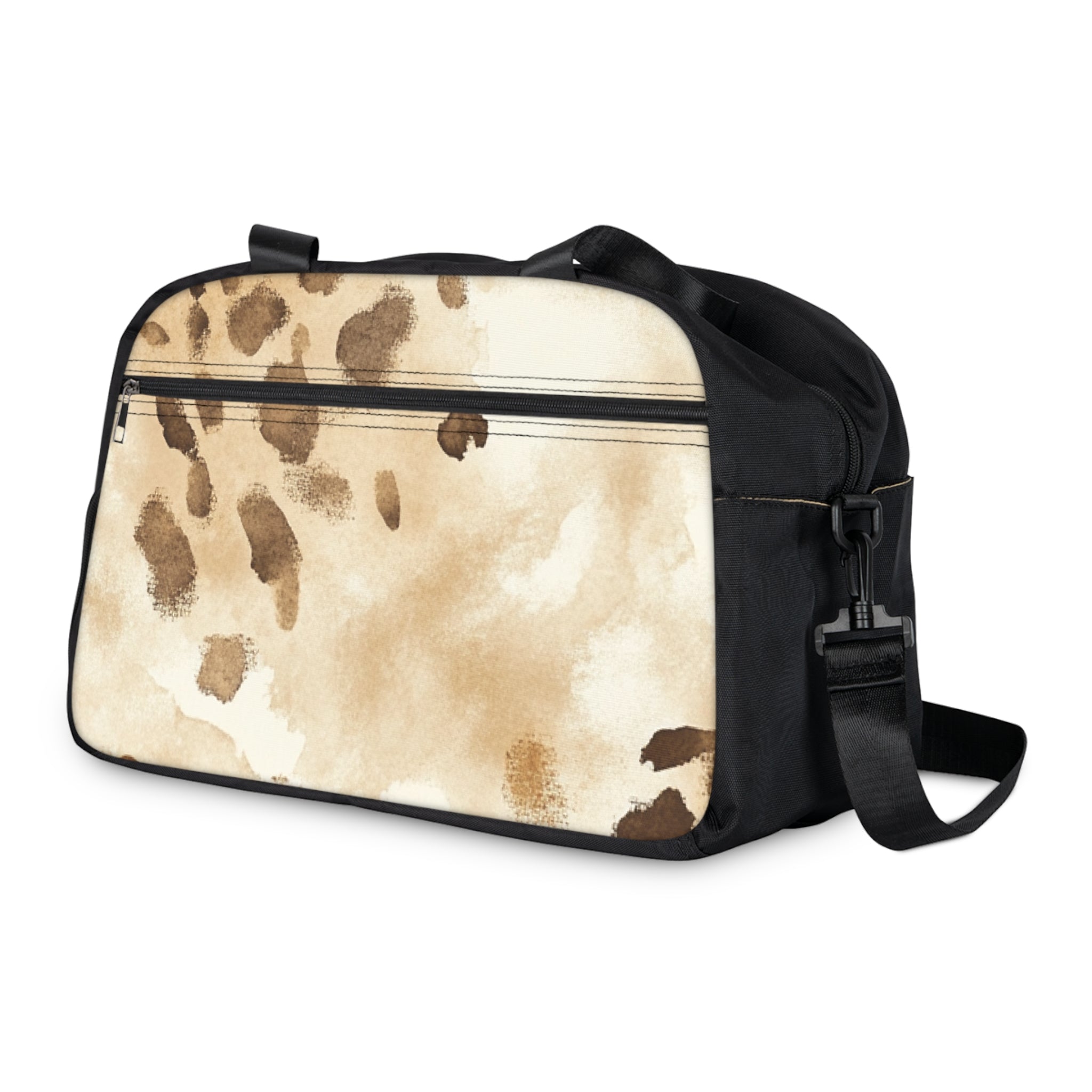 White and Brown Abstract Fitness Handbag, Artsulli - Art is Long, Life is Short, Bags, , , , , , , 