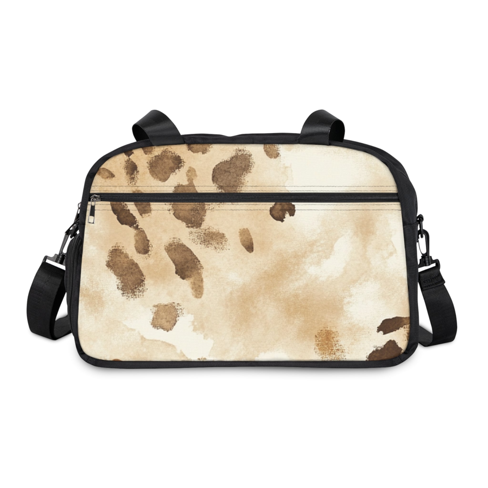 White and Brown Abstract Fitness Handbag, Artsulli - Art is Long, Life is Short, Bags, , , , , , , 