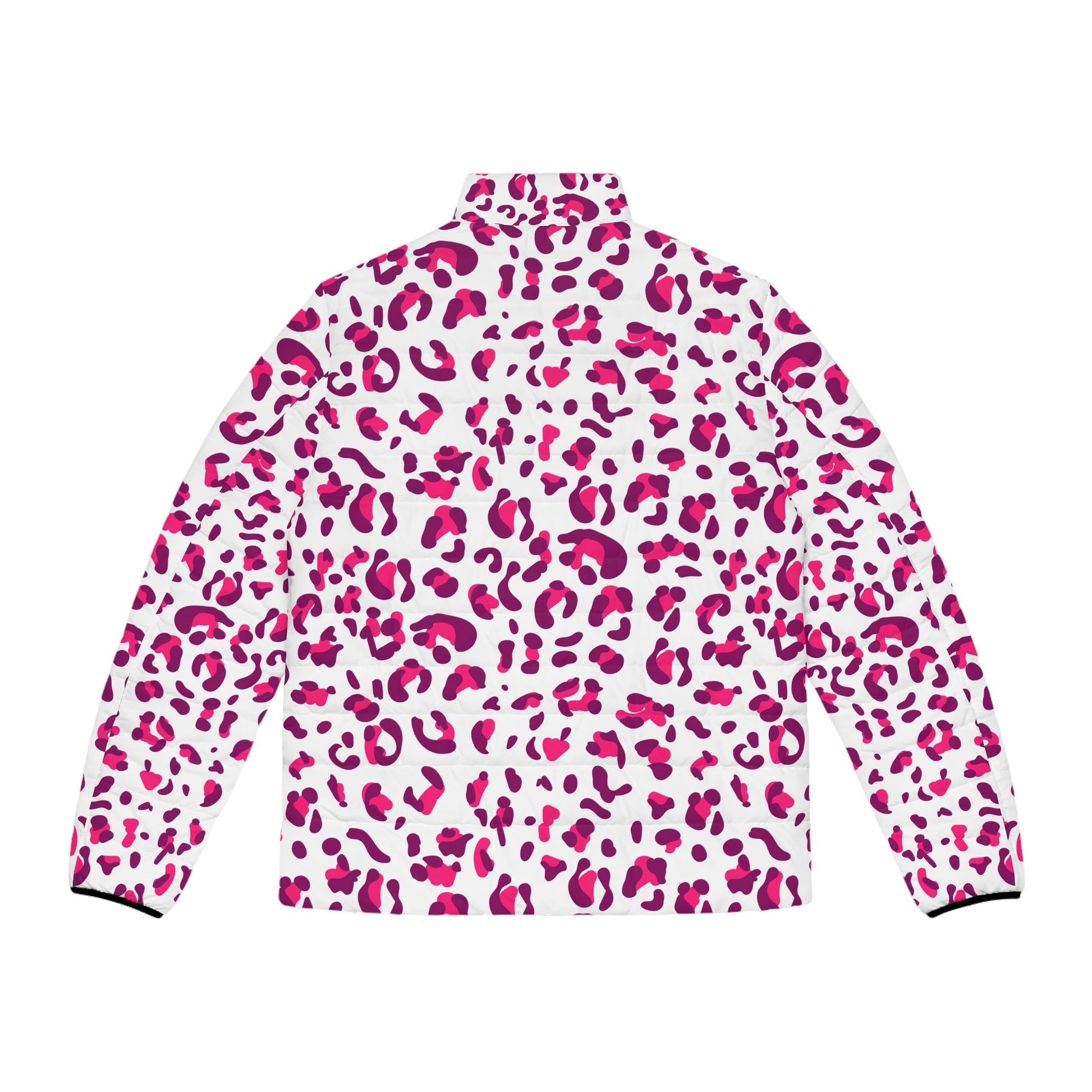 White and Fuchsia Leopard Print Puffer Jacket, Artsulli - Art is Long, Life is Short, All Over Prints, , , , , , , 