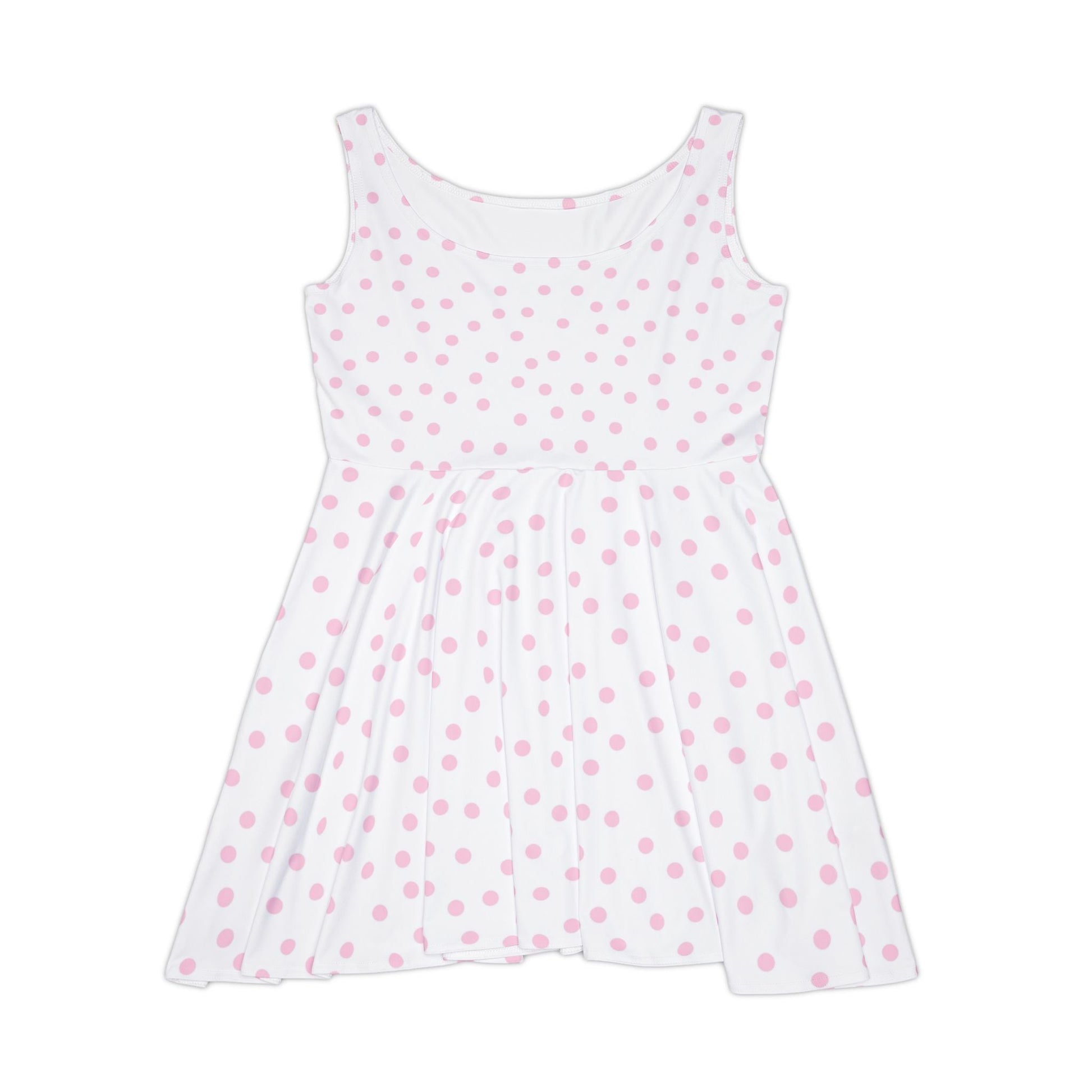 White and Pink Polka Dot Skater Dress, Artsulli - Art is Long, Life is Short, All Over Prints, Size, XS, , , , , 32548625840854373526