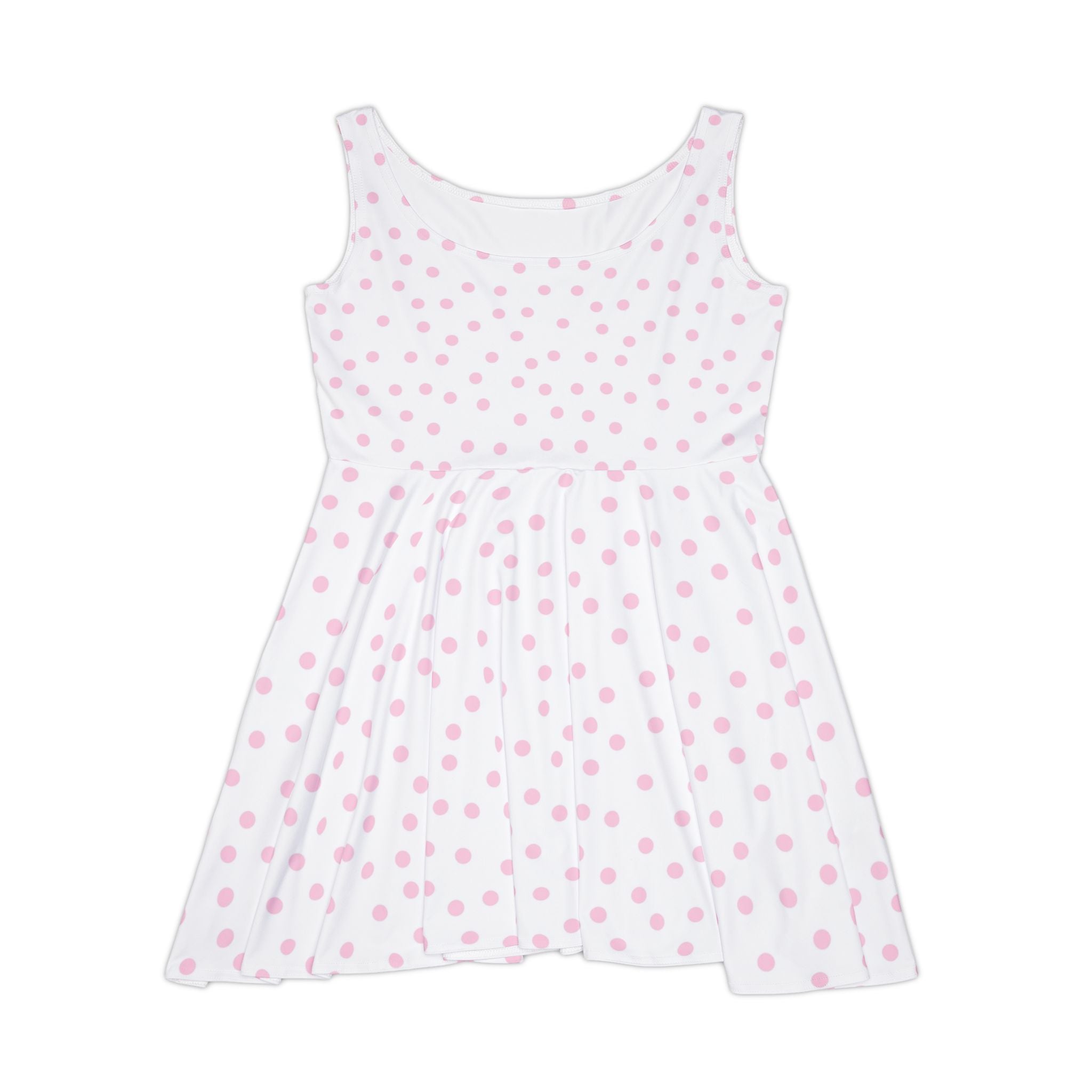 White and Pink Polka Dot Skater Dress, Artsulli - Art is Long, Life is Short, All Over Prints, Size, XS, , , , , 32548625840854373526