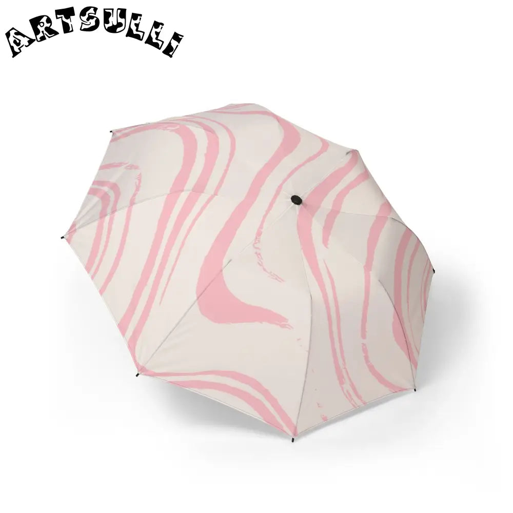 White and Pink Wavy Stripe Umbrella, Artsulli - Art is Long, Life is Short, Accessories, Size, One size, , , , , 27502238253721094539