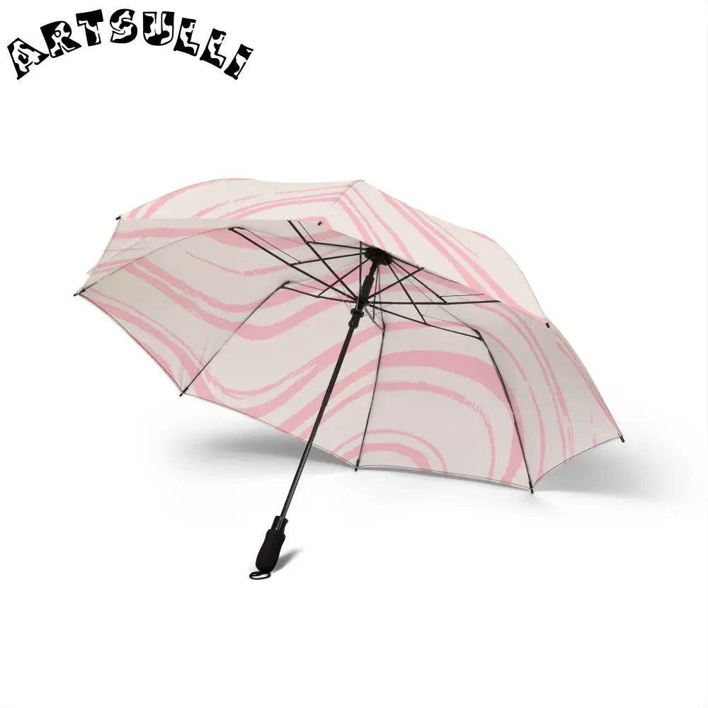 White and Pink Wavy Stripe Umbrella, Artsulli - Art is Long, Life is Short, Accessories, , , , , , , 