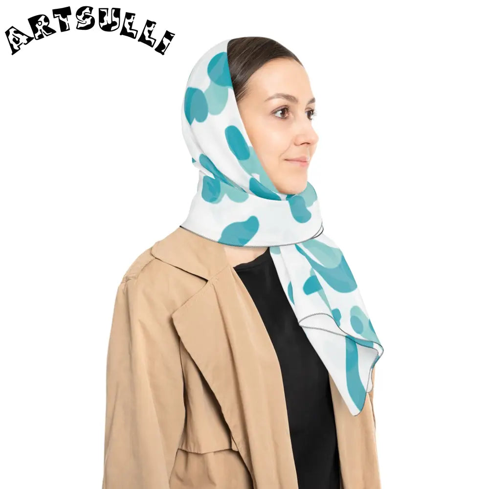 White and Teal Leopard Sheer Scarf, Artsulli - Art is Long, Life is Short, Accessories, , , , , , , 