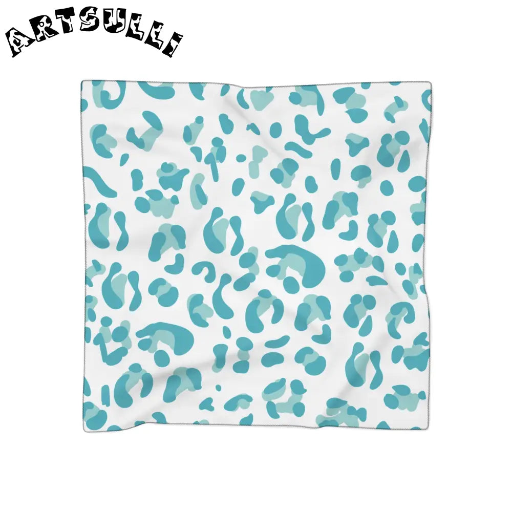 White and Teal Leopard Sheer Scarf, Artsulli - Art is Long, Life is Short, Accessories, Color, Poly voile, Size, 25" × 25", , , 32907893122508957518