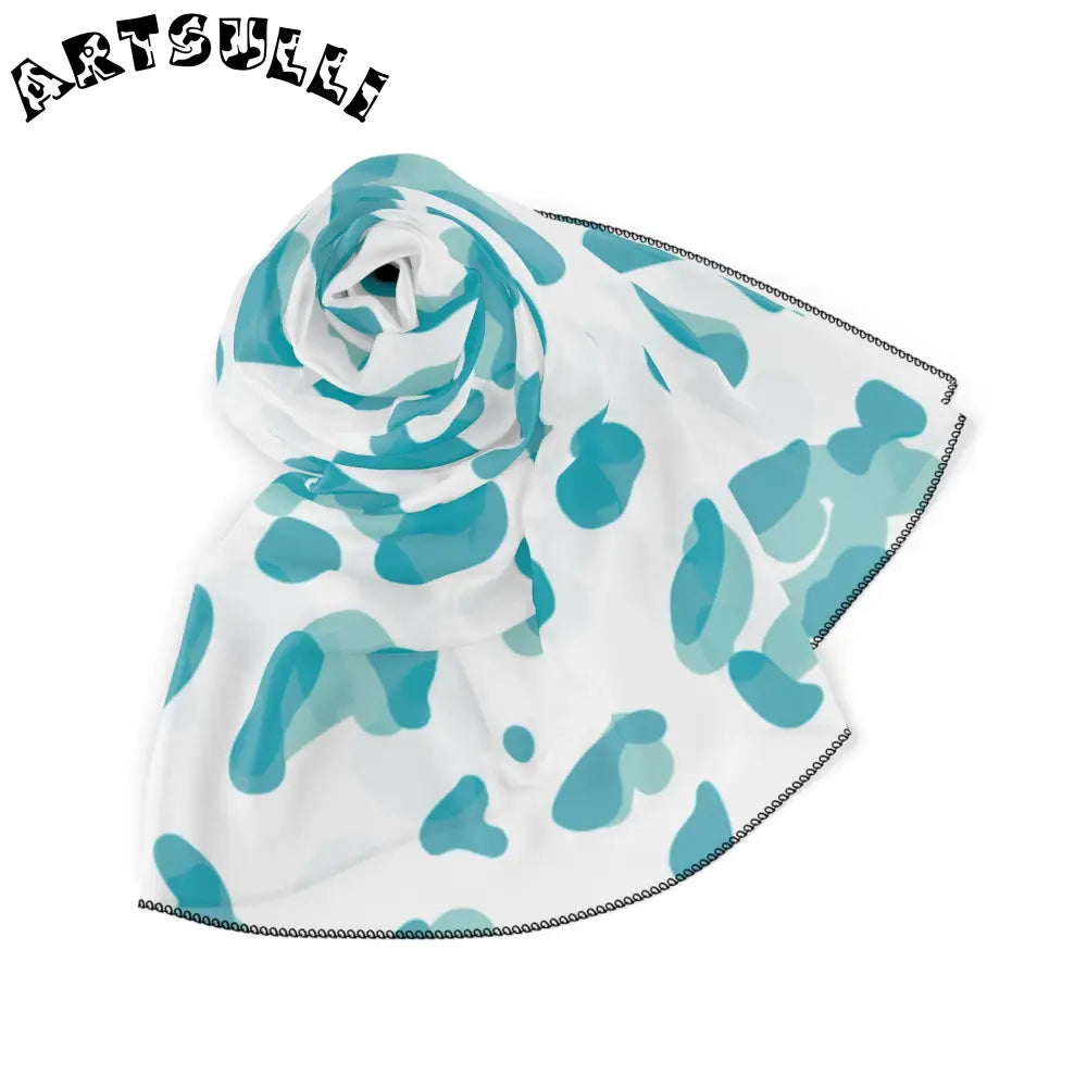 White and Teal Leopard Sheer Scarf, Artsulli - Art is Long, Life is Short, Accessories, , , , , , , 