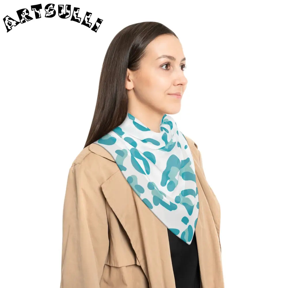 White and Teal Leopard Sheer Scarf, Artsulli - Art is Long, Life is Short, Accessories, , , , , , , 