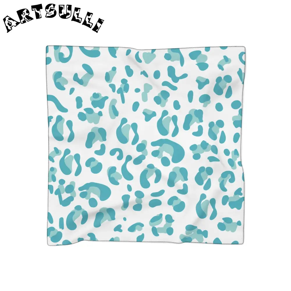 White and Teal Leopard Sheer Scarf, Artsulli - Art is Long, Life is Short, Accessories, Color, Poly voile, Size, 50" × 50", , , 15811646484955033023