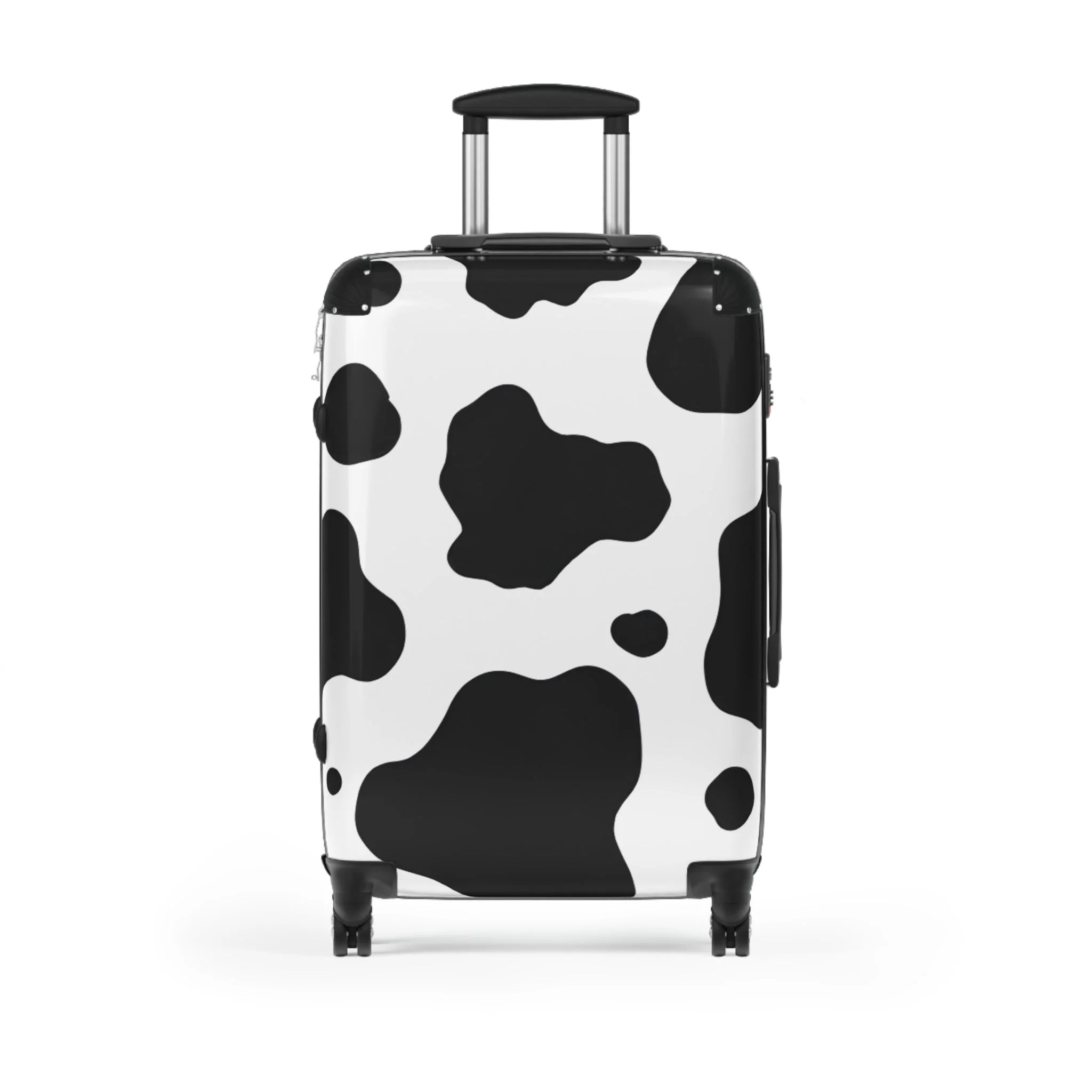 White Black Cow Print Hard Shell Luggage Adjustable Handle Spinner Wheels, Artsulli - Art is Long, Life is Short, Bags, Size, Medium, Color, Black, , , 34005509151720