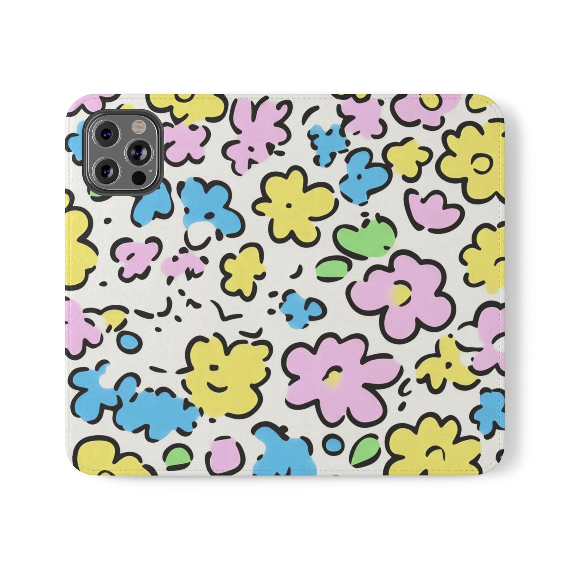 White Colorful Floral Flip Cases, Artsulli - Art is Long, Life is Short, Phone Case, Size, iPhone 12 Pro, , , , , 29312304182319145997