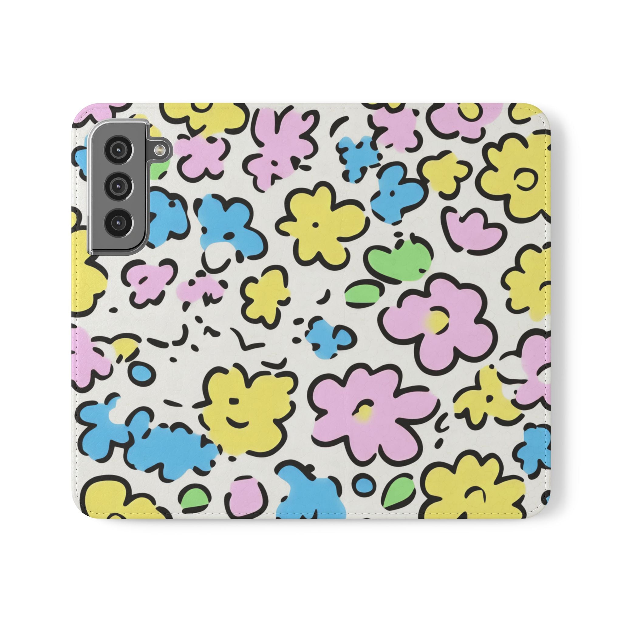 White Colorful Floral Flip Cases, Artsulli - Art is Long, Life is Short, Phone Case, Size, Samsung Galaxy S22, , , , , 35647696947116201165