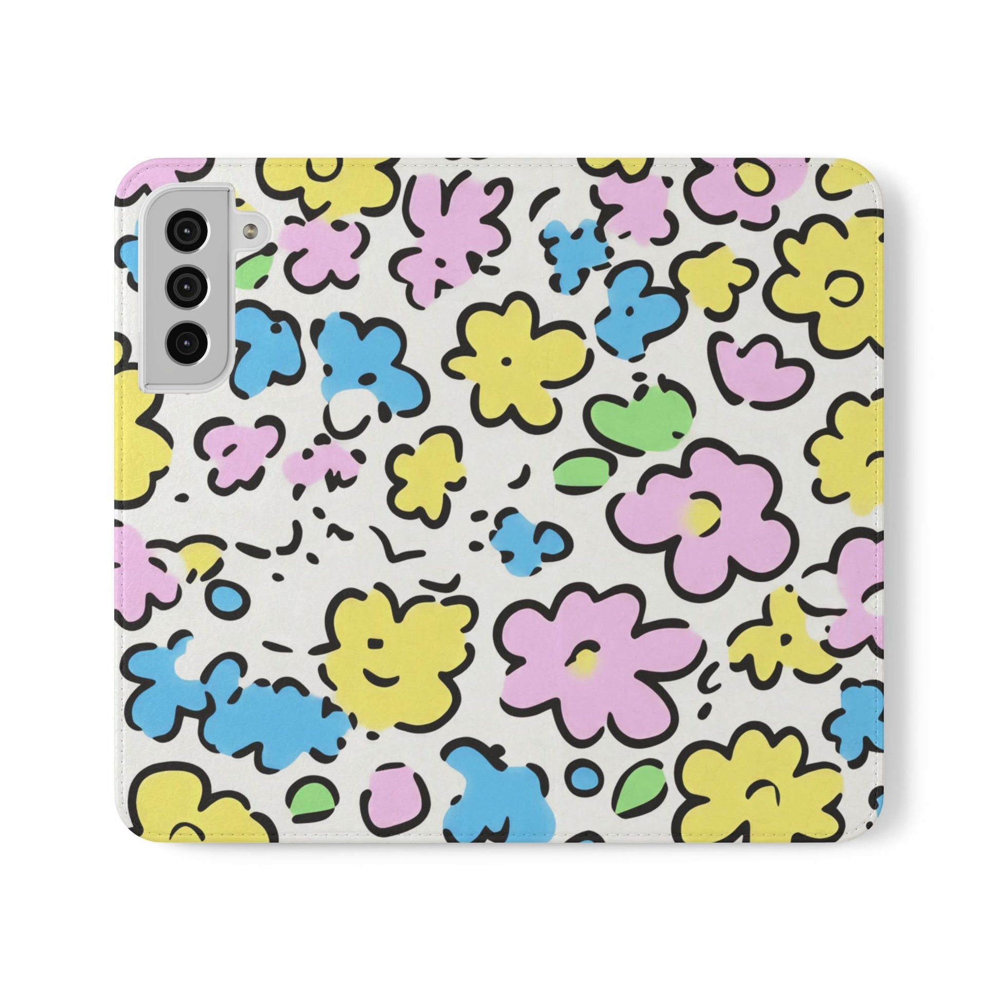 White Colorful Floral Flip Cases, Artsulli - Art is Long, Life is Short, Phone Case, Size, Samsung Galaxy S22 Plus, , , , , 22866710030604783038