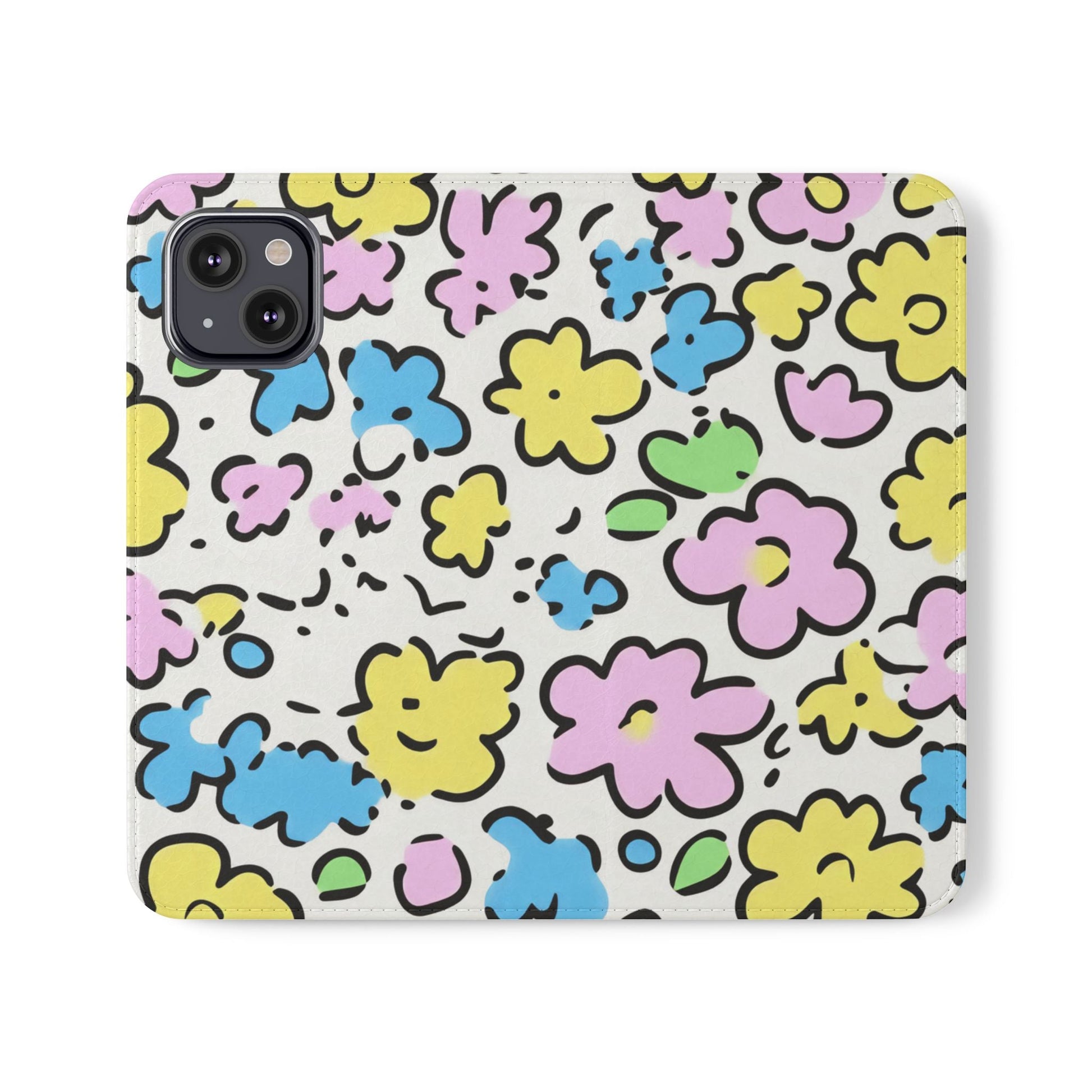 White Colorful Floral Flip Cases, Artsulli - Art is Long, Life is Short, Phone Case, Size, iPhone 13, , , , , 17663104197377682269