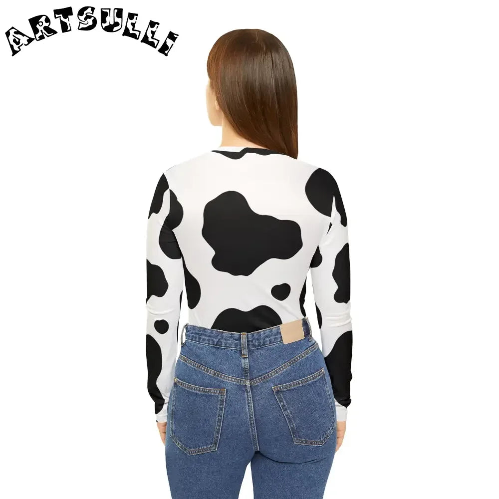 White Cow Print Long Sleeve Shirt, Artsulli - Art is Long, Life is Short, All Over Prints, , , , , , , 