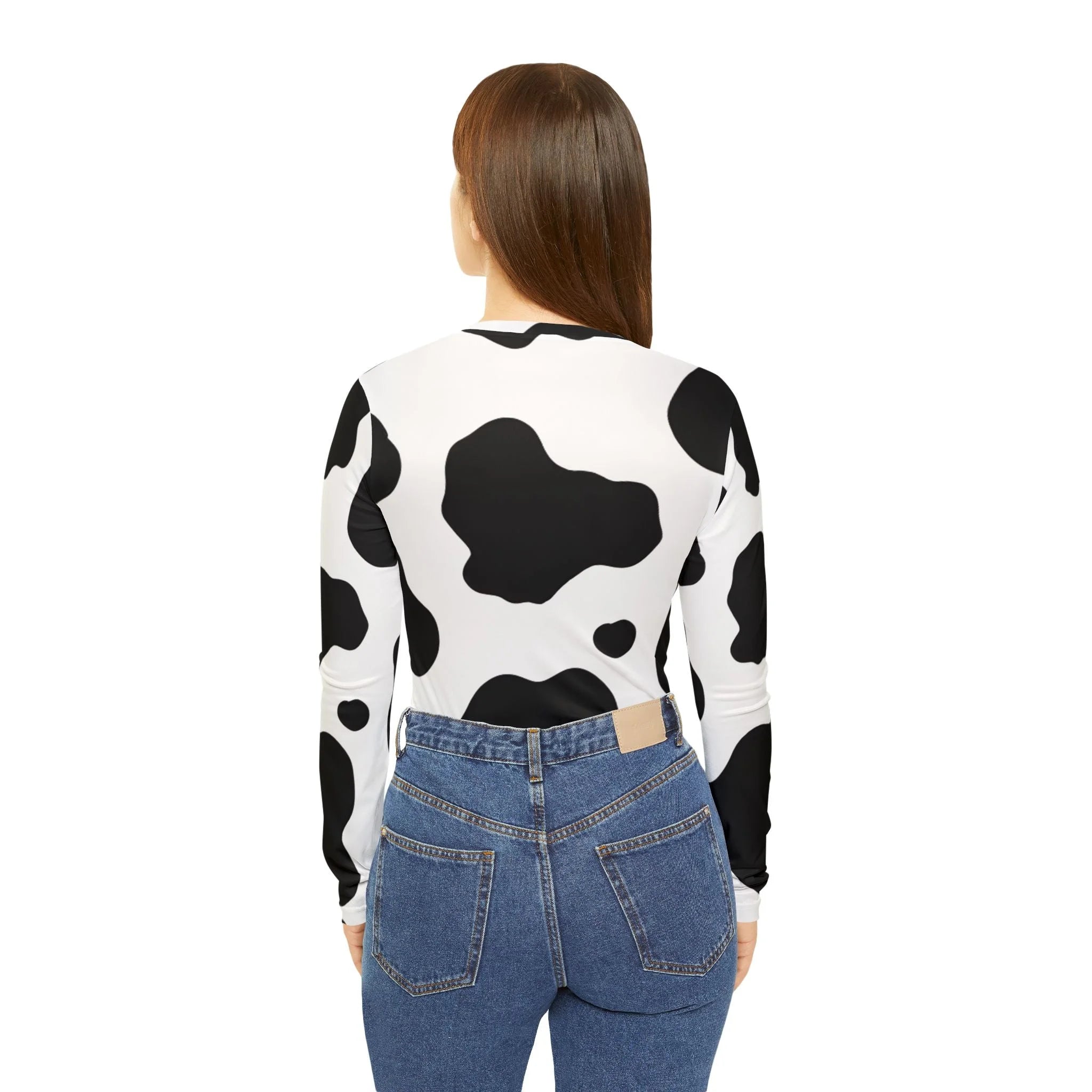 White Cow Print Long Sleeve Shirt, Artsulli - Art is Long, Life is Short, All Over Prints, , , , , , , 
