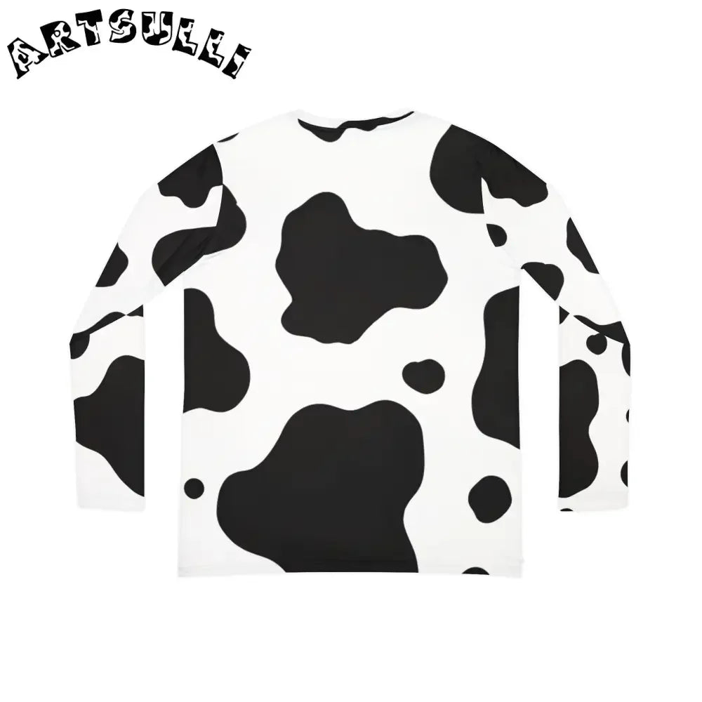 White Cow Print Long Sleeve Shirt, Artsulli - Art is Long, Life is Short, All Over Prints, , , , , , , 