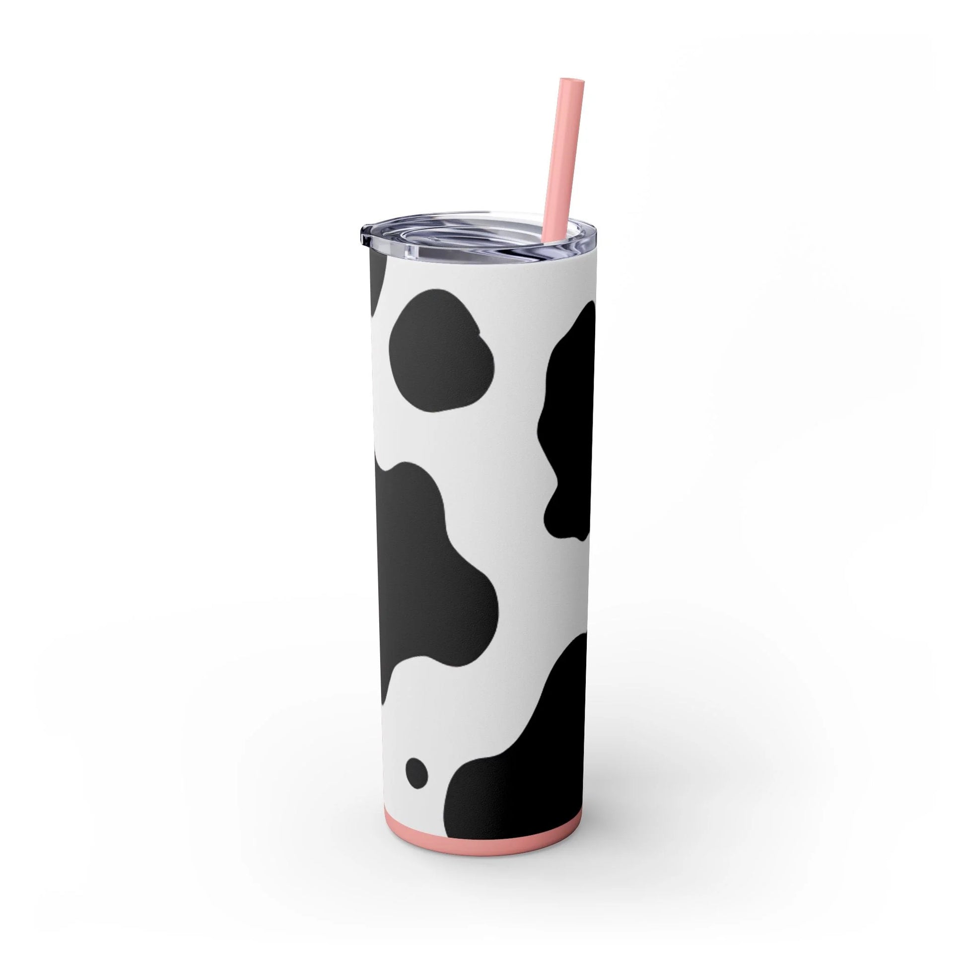 JAKKOUTTHEBXX White cow print skinny tumbler with clear lid and straw 2025