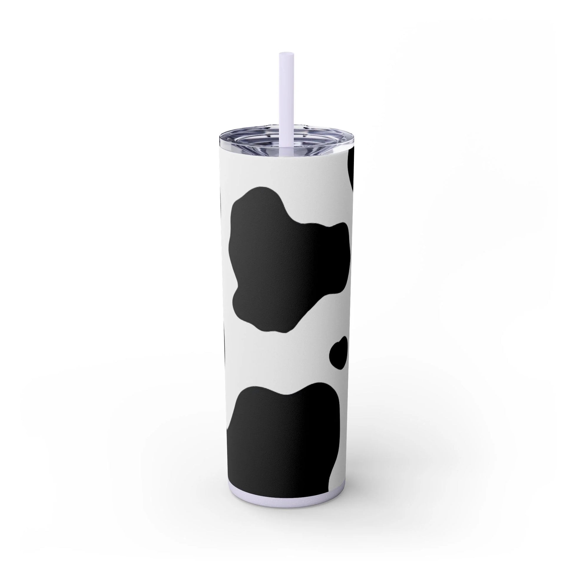 JAKKOUTTHEBXX White cow print skinny tumbler with clear lid and straw 2025
