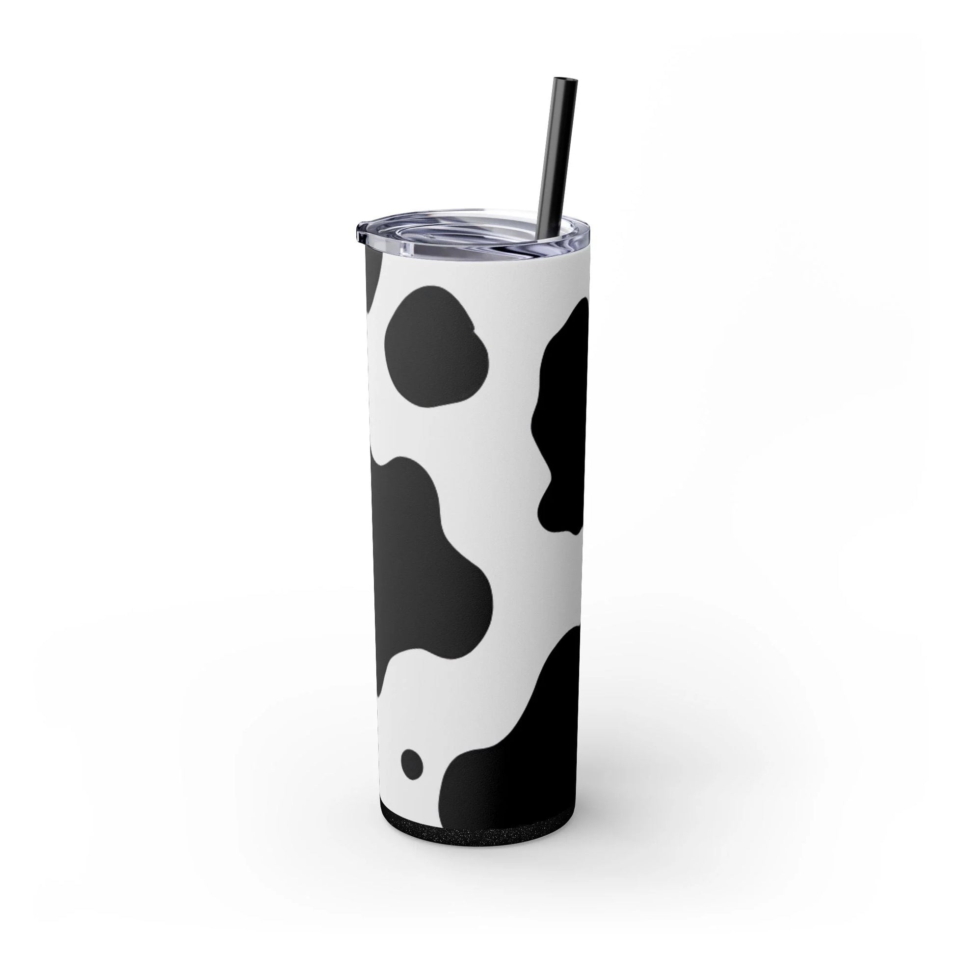 JAKKOUTTHEBXX White cow print skinny tumbler with clear lid and straw 2025