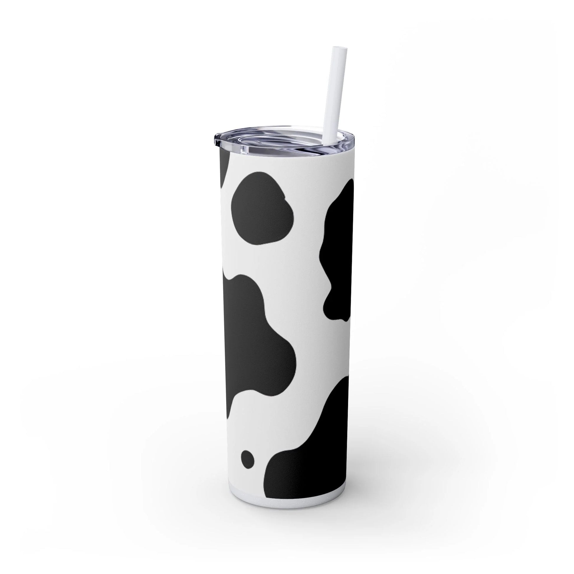 JAKKOUTTHEBXX White cow print skinny tumbler with clear lid and straw 2025