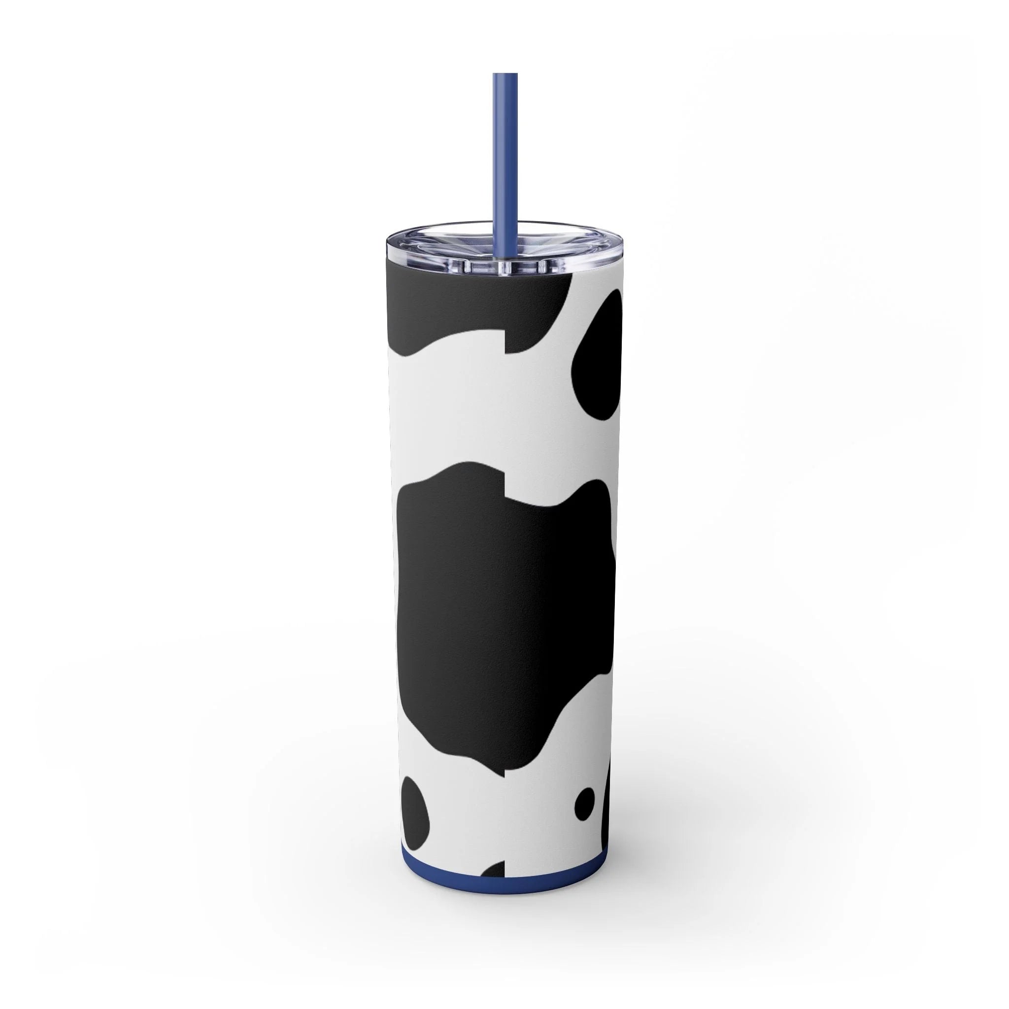JAKKOUTTHEBXX White cow print skinny tumbler with clear lid and straw 2025