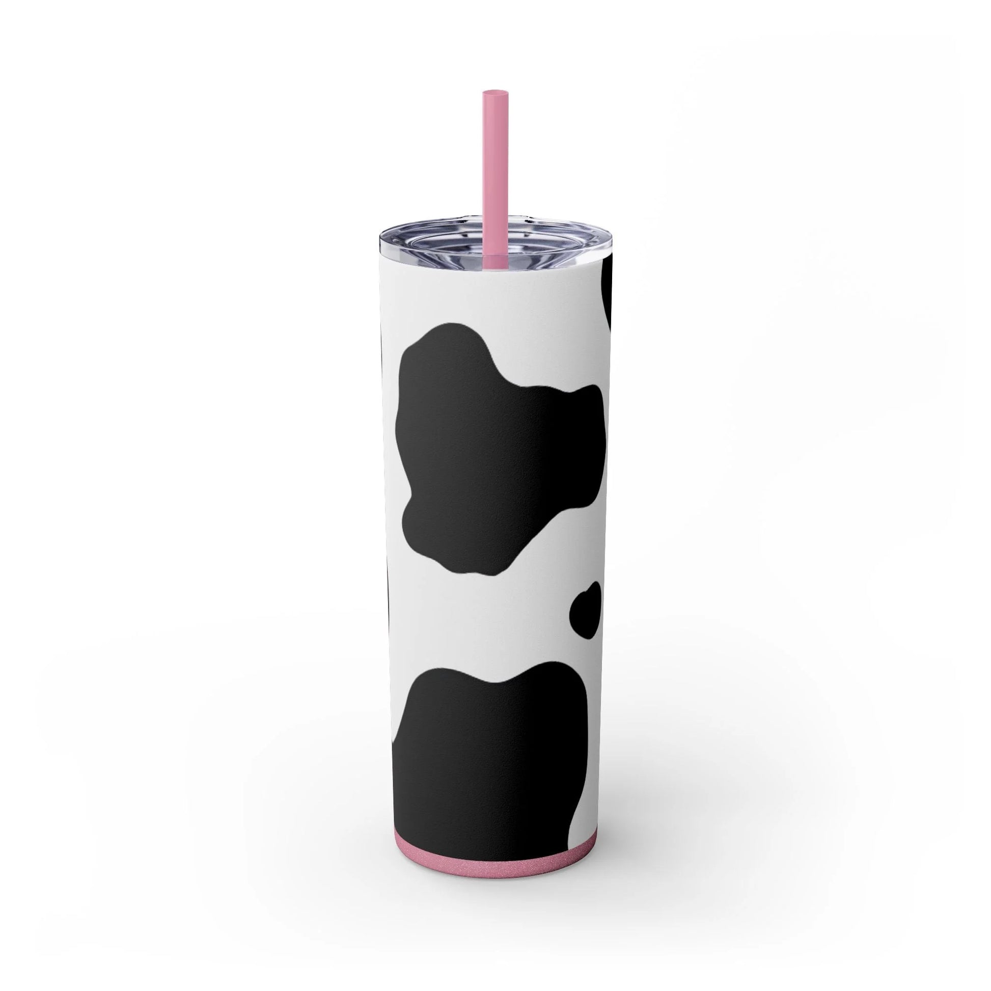 JAKKOUTTHEBXX White cow print skinny tumbler with clear lid and straw 2025