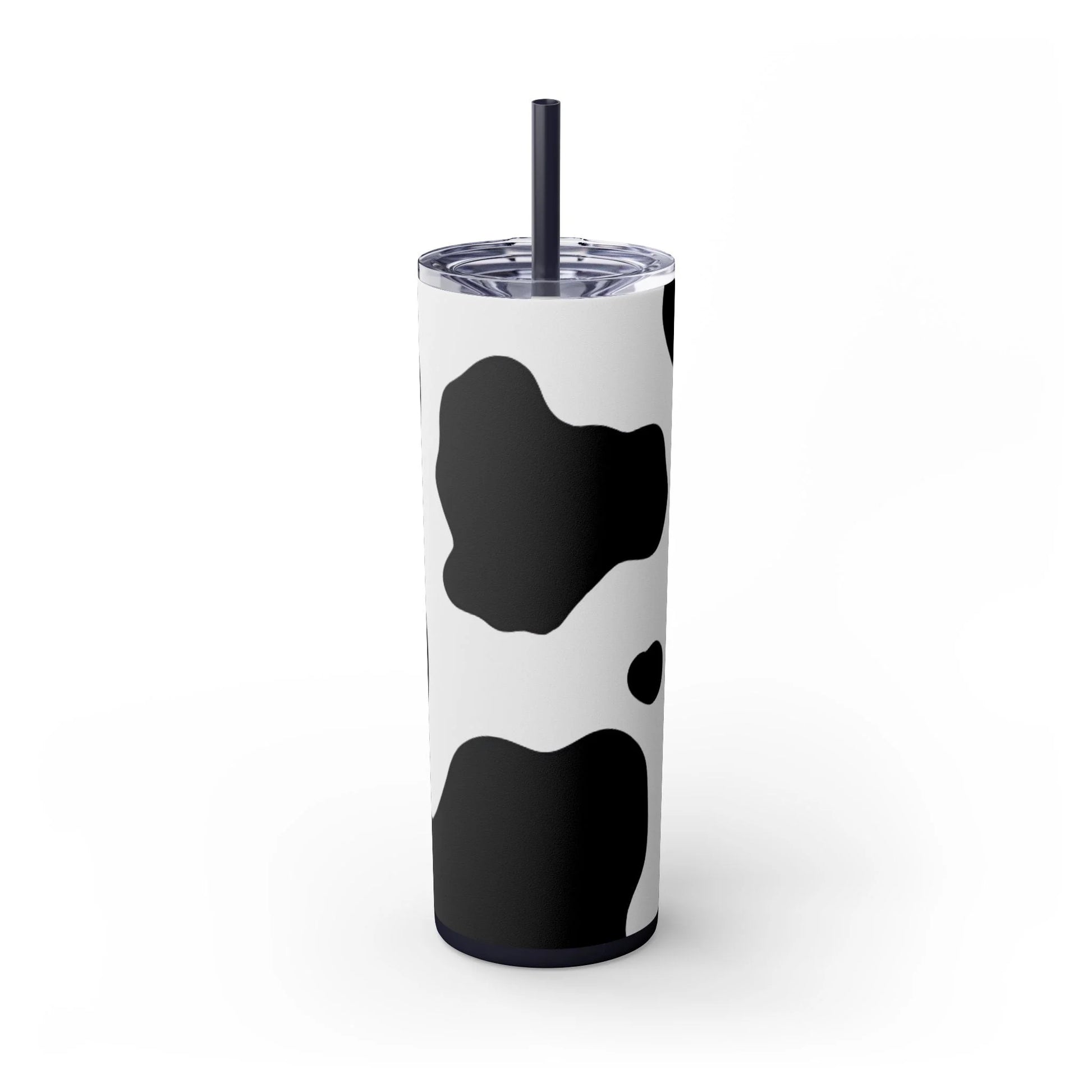 JAKKOUTTHEBXX White cow print skinny tumbler with clear lid and straw 2025