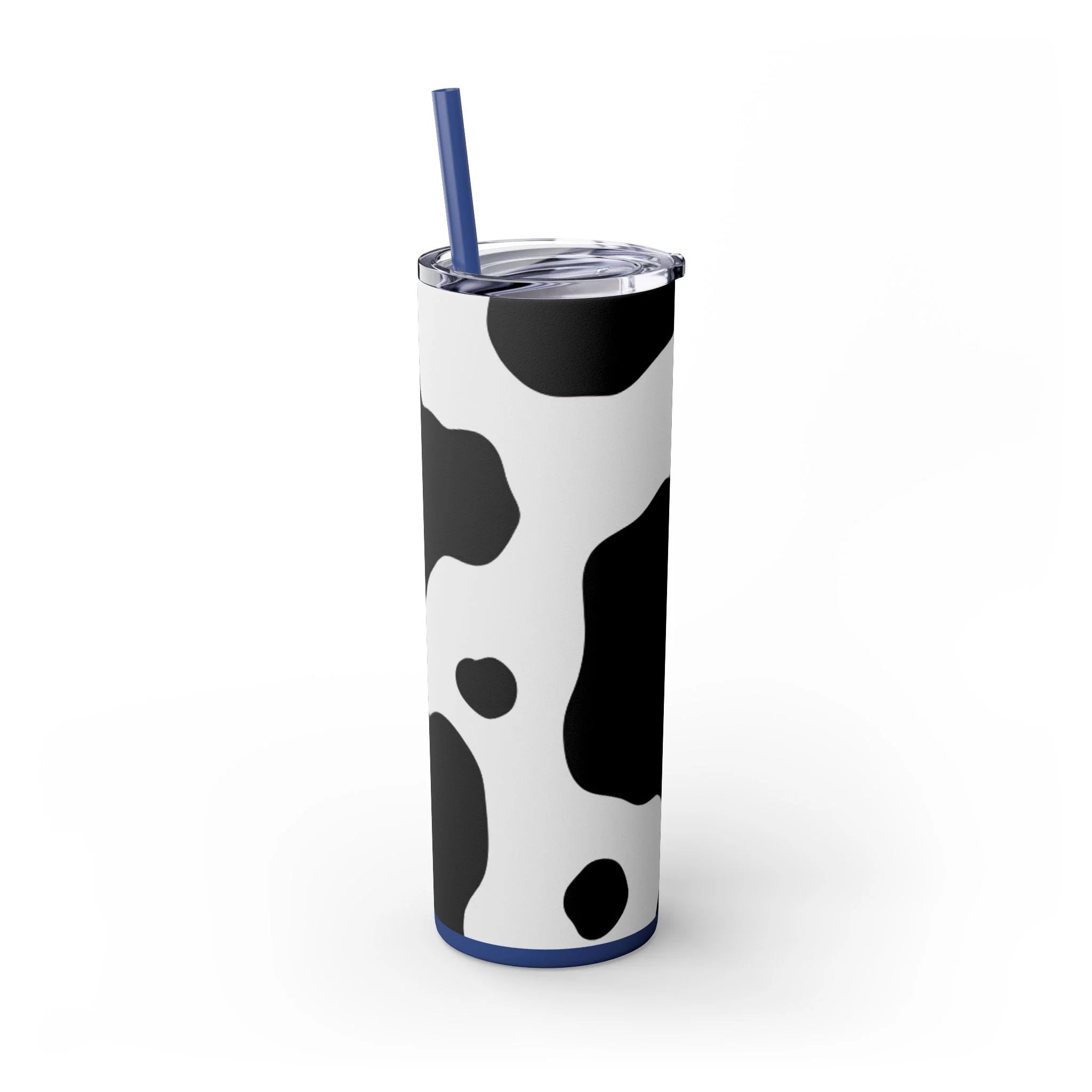 JAKKOUTTHEBXX White cow print skinny tumbler with clear lid and straw 2025